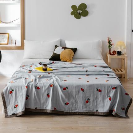 朴尔植物印染全棉纱布毛巾被可机洗床单双人休闲盖毯夏被胡萝卜灰