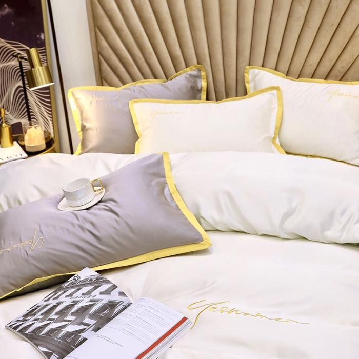 91家纺网 家纺一手货源 找家纺 安妮家居 2020新款全棉水洗真丝凯茜四件套新实拍 月光白