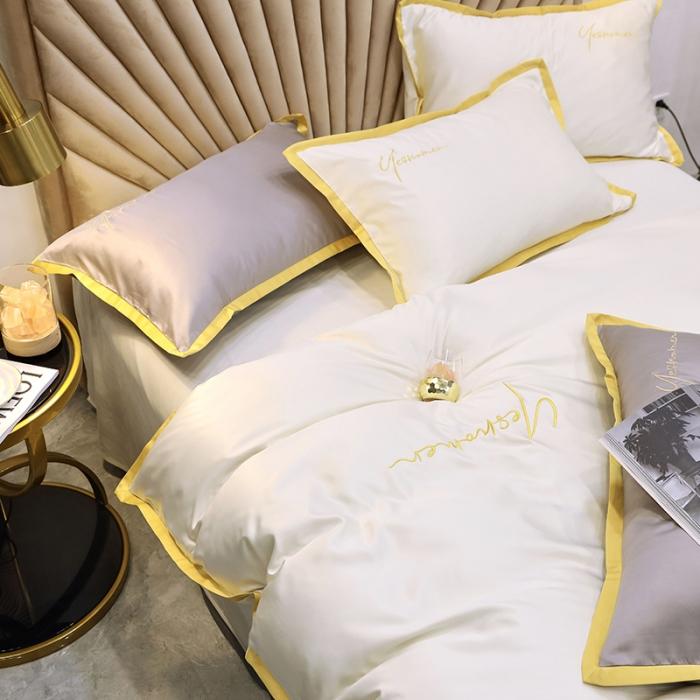 91家纺网 家纺一手货源 找家纺 安妮家居 2020新款全棉水洗真丝凯茜四件套新实拍 月光白