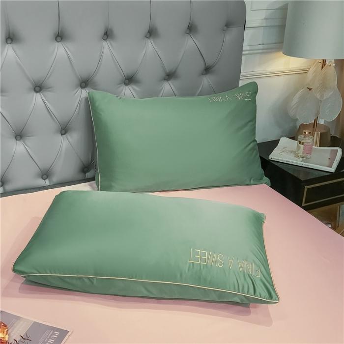 91家纺网 家纺一手货源 找家纺 润缦 2020新款水洗真丝四件套双拼系列 灰草绿+玫瑰粉