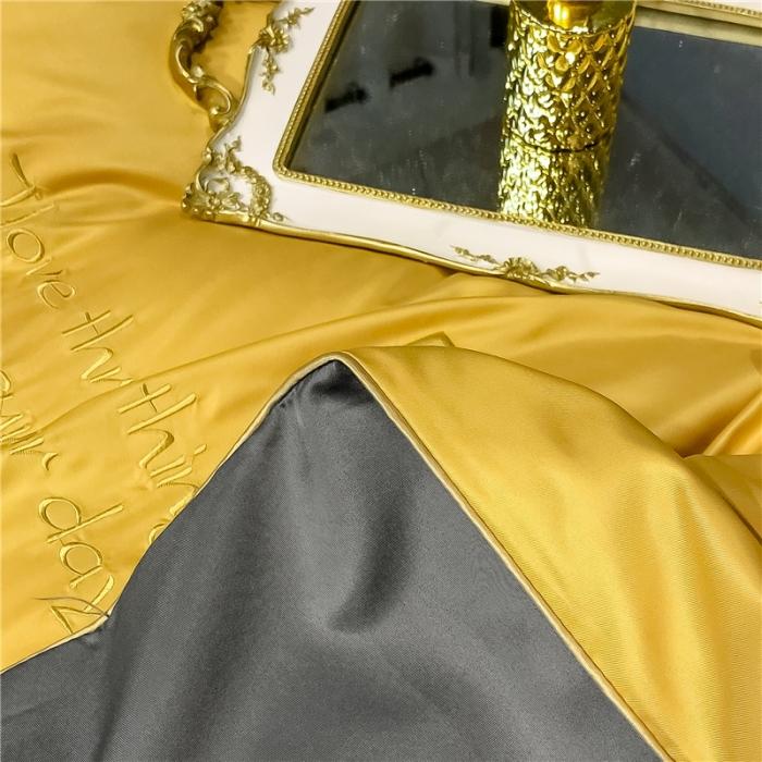 91家纺网 家纺一手货源 找家纺 润缦 2020新款水洗真丝四件套双拼系列 姜黄+绅士灰