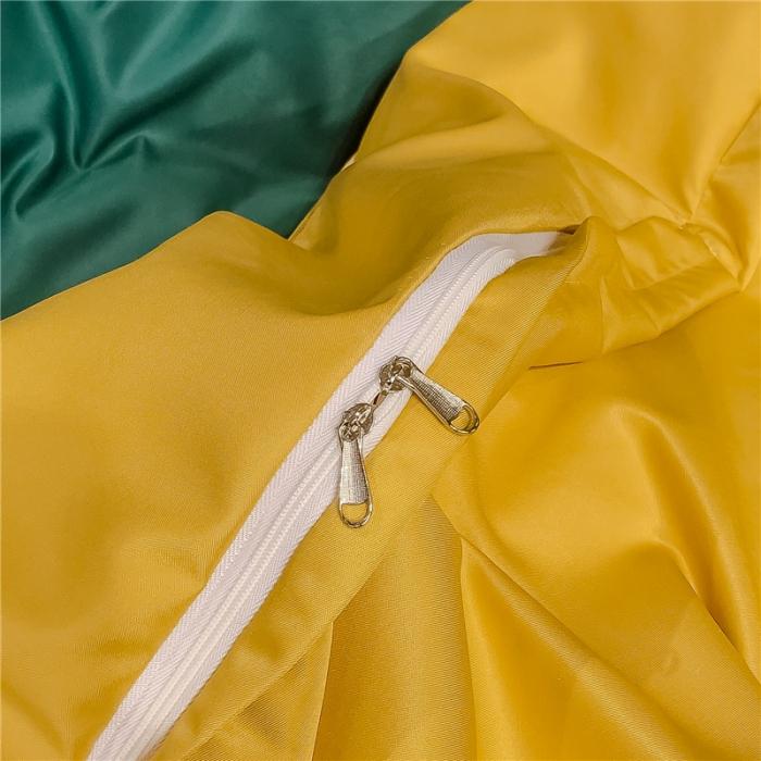 91家纺网 家纺一手货源 找家纺 润缦 2020新款水洗真丝四件套双拼系列 墨绿+姜黄