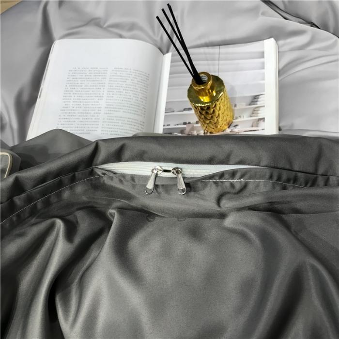 91家纺网 家纺一手货源 找家纺 润缦 2020新款水洗真丝四件套双拼系列 浅灰+绅士灰