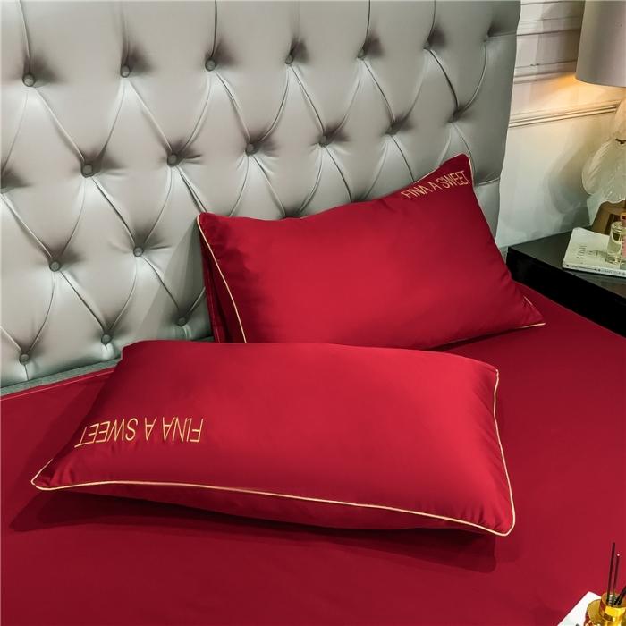 91家纺网 家纺一手货源 找家纺 润缦 2020新款水洗真丝四件套双拼系列 中国红