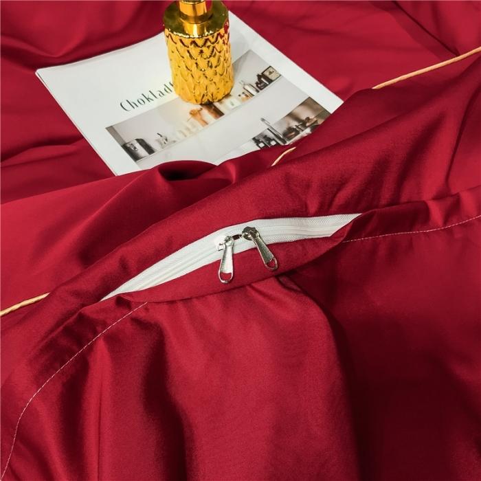 91家纺网 家纺一手货源 找家纺 润缦 2020新款水洗真丝四件套双拼系列 中国红