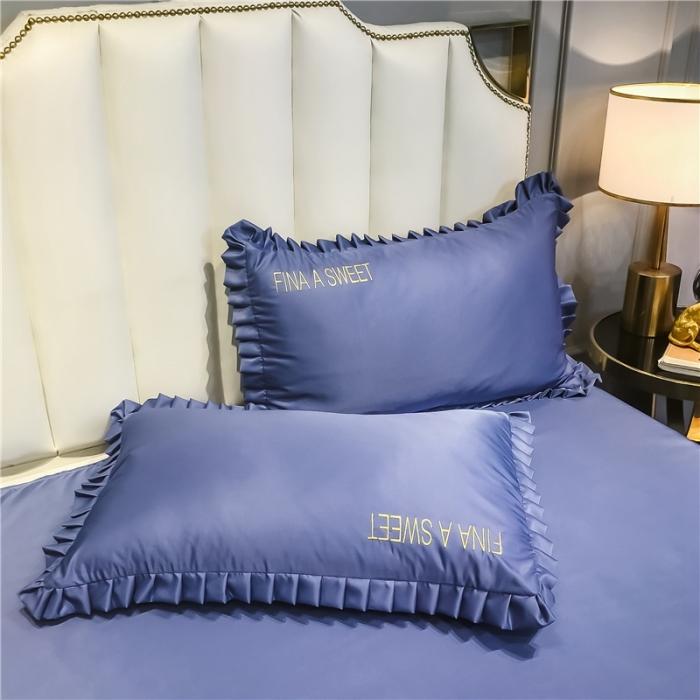 91家纺网 家纺一手货源 找家纺 润缦 2020新款水洗真丝四件套爱心系列 爱心-宾利蓝