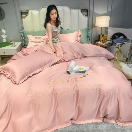 润缦 2020新款水洗真丝四件套爱心系列 爱心-豆沙