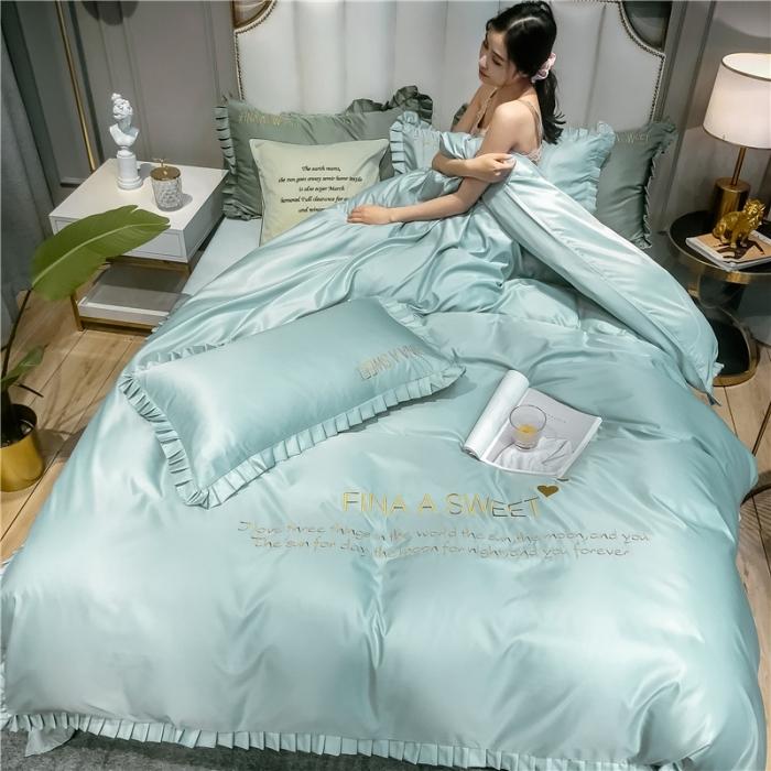 91家纺网 家纺一手货源 找家纺 润缦 2020新款水洗真丝四件套爱心系列 爱心-梵星兰