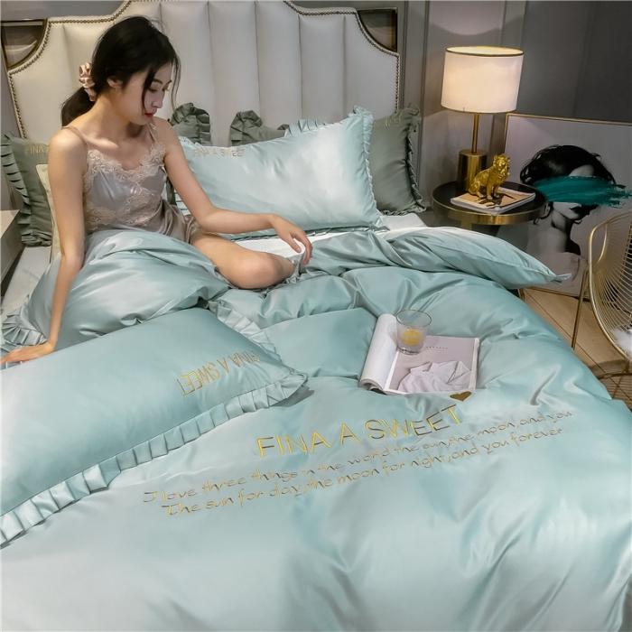 91家纺网 家纺一手货源 找家纺 润缦 2020新款水洗真丝四件套爱心系列 爱心-梵星兰