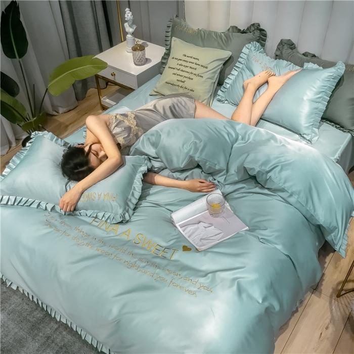 91家纺网 家纺一手货源 找家纺 润缦 2020新款水洗真丝四件套爱心系列 爱心-梵星兰