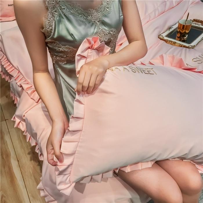 91家纺网 家纺一手货源 找家纺 润缦 2020新款水洗真丝四件套爱心系列 爱心-玫瑰粉