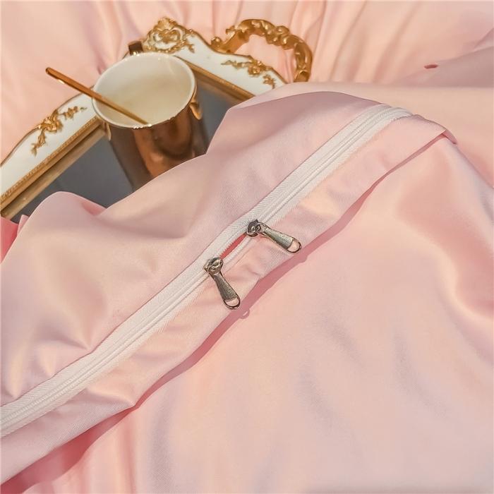 91家纺网 家纺一手货源 找家纺 润缦 2020新款水洗真丝四件套爱心系列 爱心-玫瑰粉