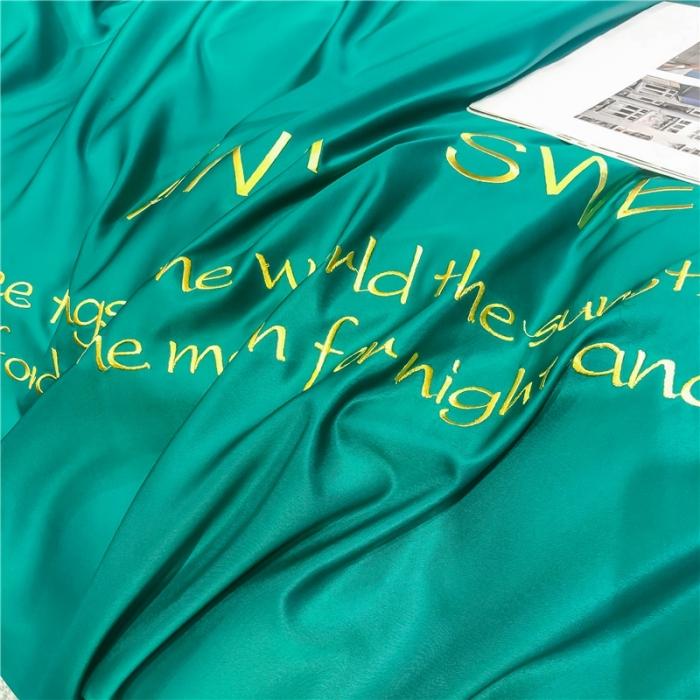 91家纺网 家纺一手货源 找家纺 润缦 2020新款水洗真丝四件套爱心系列 爱心-墨绿