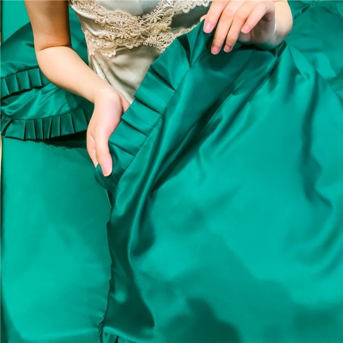 91家纺网 家纺一手货源 找家纺 润缦 2020新款水洗真丝四件套爱心系列 爱心-墨绿