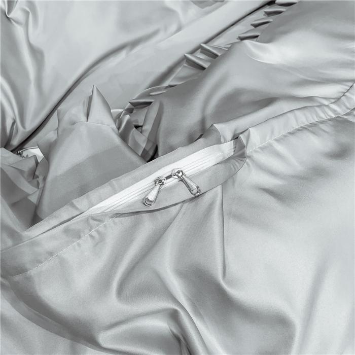 91家纺网 家纺一手货源 找家纺 润缦 2020新款水洗真丝四件套爱心系列 爱心-浅灰