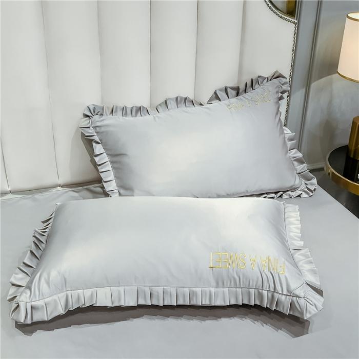 91家纺网 家纺一手货源 找家纺 润缦 2020新款水洗真丝四件套爱心系列 爱心-浅灰