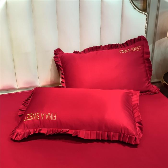 91家纺网 家纺一手货源 找家纺 润缦 2020新款水洗真丝四件套爱心系列 爱心-中国红