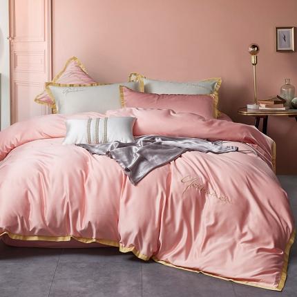 安妮 2020新款水洗真丝凯茜四件套 玉粉