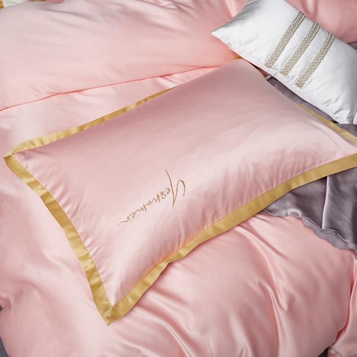 91家纺网 家纺一手货源 找家纺 安妮 2020新款水洗真丝凯茜四件套 玉粉