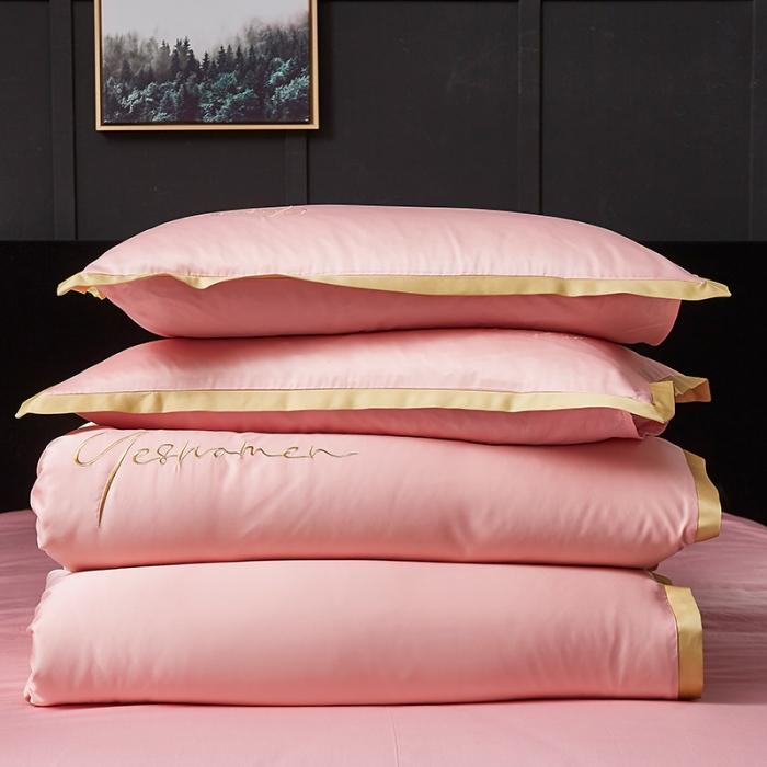 91家纺网 家纺一手货源 找家纺 安妮 2020新款水洗真丝凯茜四件套 玉粉