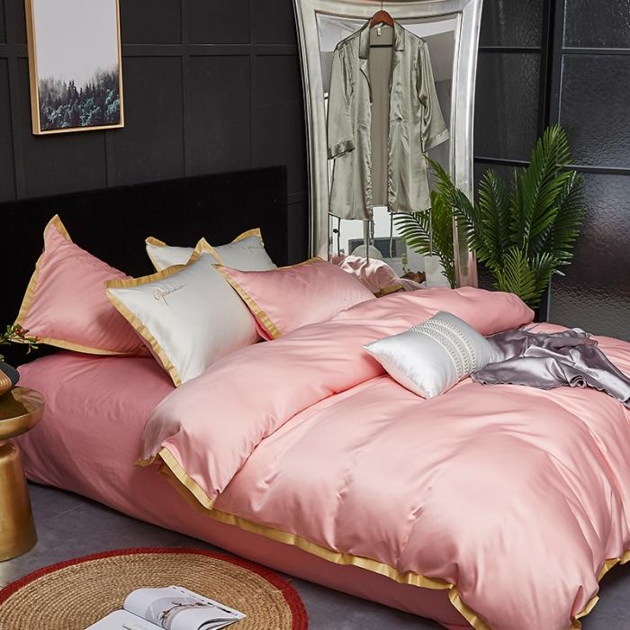 91家纺网 家纺一手货源 找家纺 安妮 2020新款水洗真丝凯茜四件套 玉粉