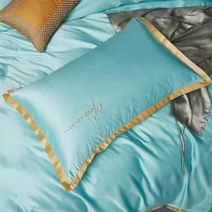 91家纺网 家纺一手货源 找家纺 安妮 2020新款水洗真丝凯茜四件套 松石绿