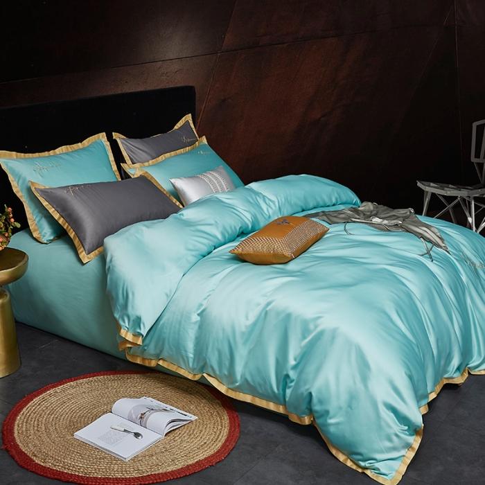 91家纺网 家纺一手货源 找家纺 安妮 2020新款水洗真丝凯茜四件套 松石绿