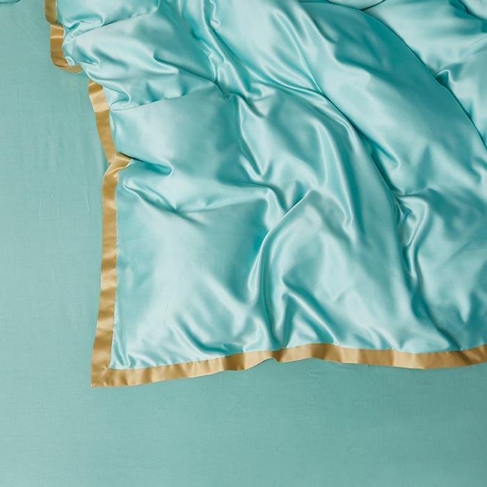 91家纺网 家纺一手货源 找家纺 安妮 2020新款水洗真丝凯茜四件套 松石绿