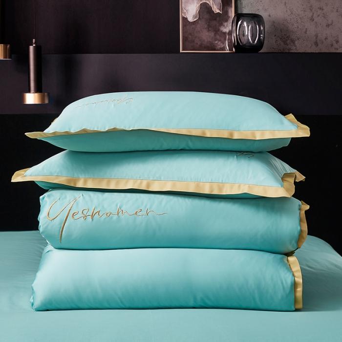 91家纺网 家纺一手货源 找家纺 安妮 2020新款水洗真丝凯茜四件套 松石绿