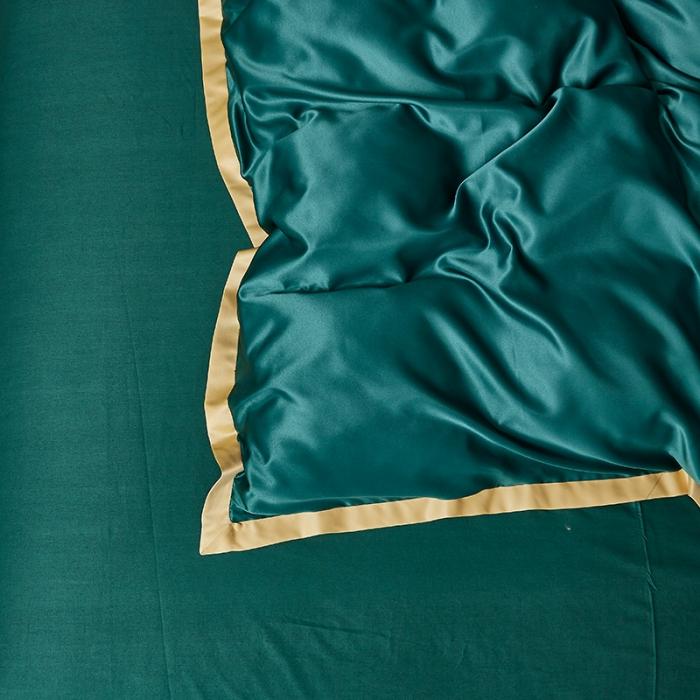 91家纺网 家纺一手货源 找家纺 安妮 2020新款水洗真丝凯茜四件套 墨绿