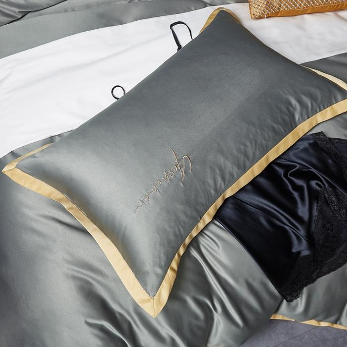 91家纺网 家纺一手货源 找家纺 安妮 2020新款水洗真丝凯茜四件套 光泽灰