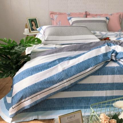 91家纺网 家纺一手货源 找家纺 麦朵20年床盖款60s简欧匹马棉全棉绗缝四件套四季款清风徐来