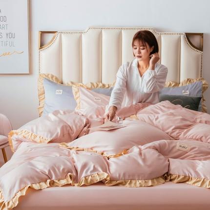 91家纺网 家纺一手货源 找家纺 （总）芃成 2020新款水洗真丝库里南花边四件套