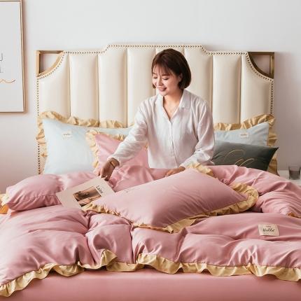 91家纺网 家纺一手货源 找家纺 （总）芃成 2020新款水洗真丝库里南花边四件套