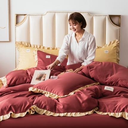 91家纺网 家纺一手货源 找家纺 （总）芃成 2020新款水洗真丝库里南花边四件套