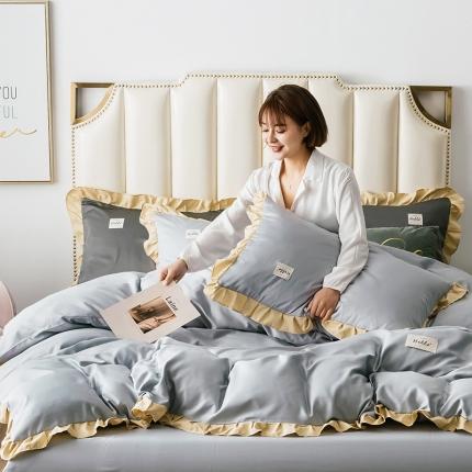 91家纺网 家纺一手货源 找家纺 （总）芃成 2020新款水洗真丝库里南花边四件套