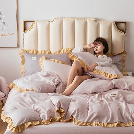 91家纺网 家纺一手货源 找家纺 （总）芃成 2020新款水洗真丝库里南花边四件套