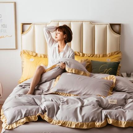 芃成 2020新款水洗真丝库里南花边四件套 库里南-浅咖