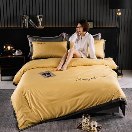 91家纺网 家纺一手货源 找家纺 （总）芃成 2020新款水洗真丝天使宽边绣花四件套