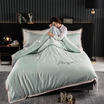 91家纺网 家纺一手货源 找家纺 （总）芃成 2020新款水洗真丝天使宽边绣花四件套