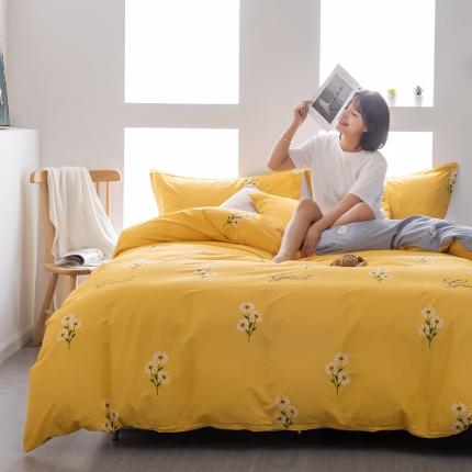 91家纺网 家纺一手货源 找家纺 芃成 2020新款12868全棉四件套 花香清新-黄