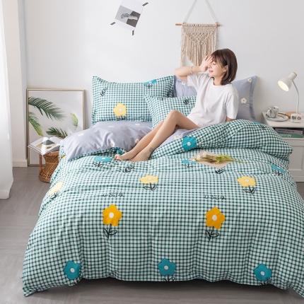 91家纺网 家纺一手货源 找家纺 芃成 2020新款12868全棉四件套 香奈-绿