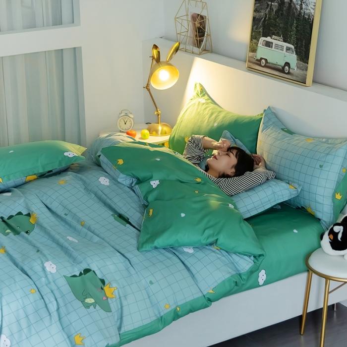 91家纺网 家纺一手货源 找家纺 芃成 2020新款12868全棉四件套 动漫恐龙