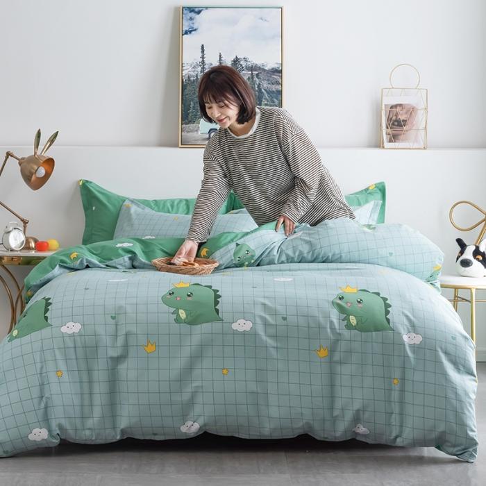 91家纺网 家纺一手货源 找家纺 芃成 2020新款12868全棉四件套 动漫恐龙