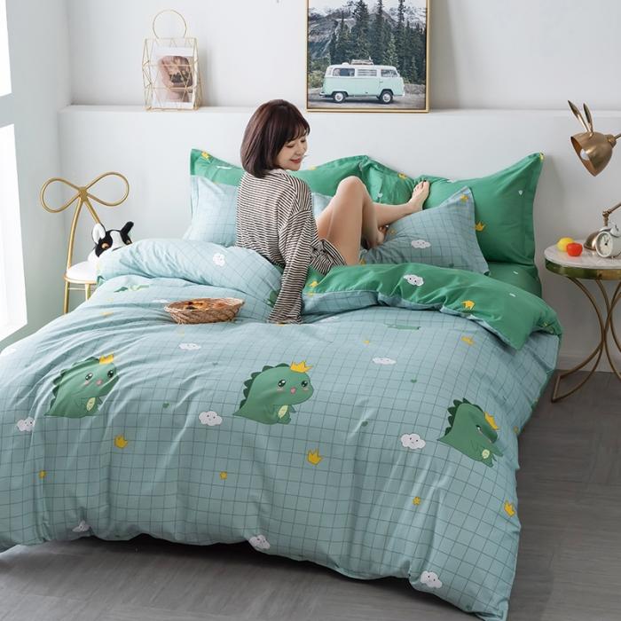 91家纺网 家纺一手货源 找家纺 芃成 2020新款12868全棉四件套 动漫恐龙