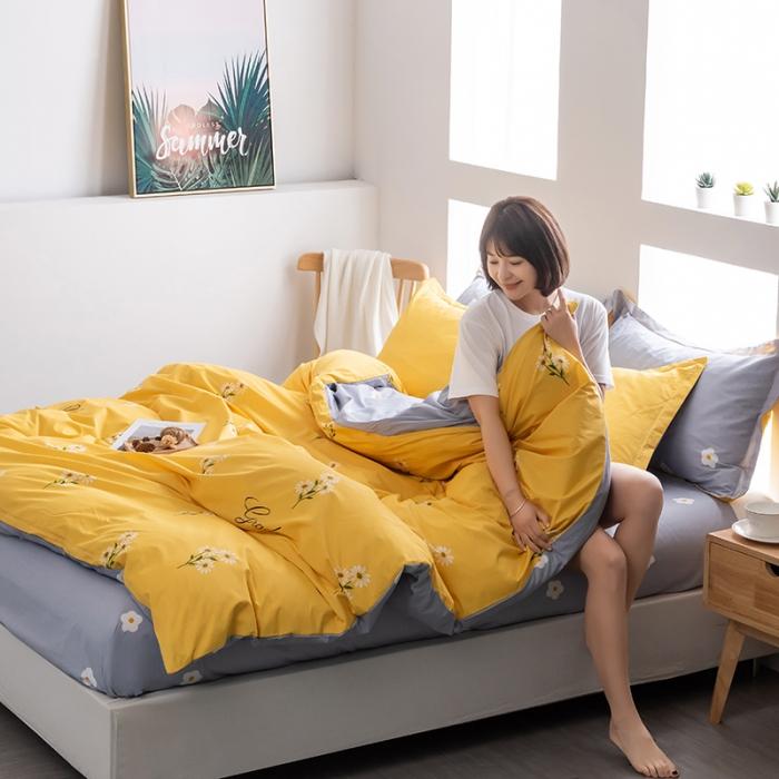 91家纺网 家纺一手货源 找家纺 芃成 2020新款12868全棉四件套 花香清新-黄