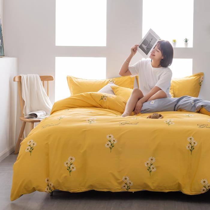 91家纺网 家纺一手货源 找家纺 芃成 2020新款12868全棉四件套 花香清新-黄