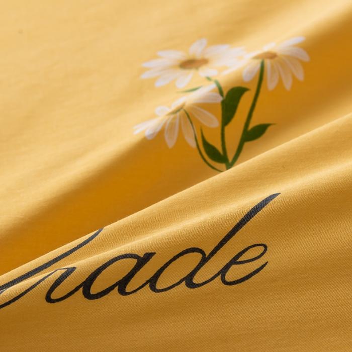 91家纺网 家纺一手货源 找家纺 芃成 2020新款12868全棉四件套 花香清新-黄