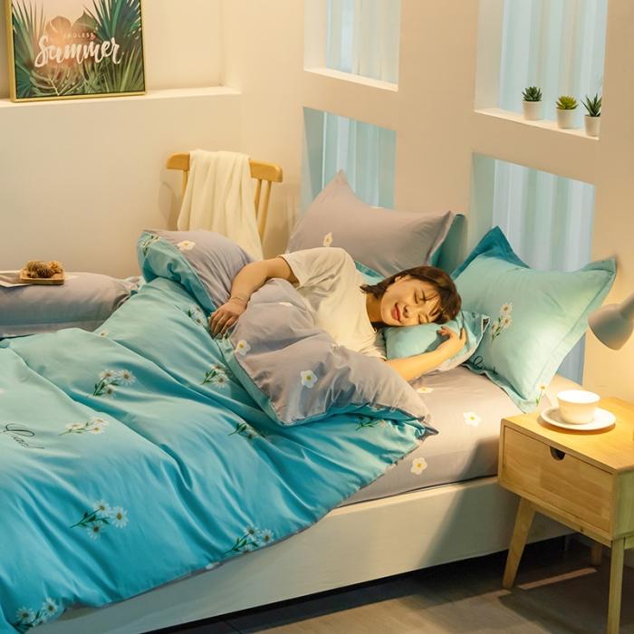 91家纺网 家纺一手货源 找家纺 芃成 2020新款12868全棉四件套 花香清新-蓝