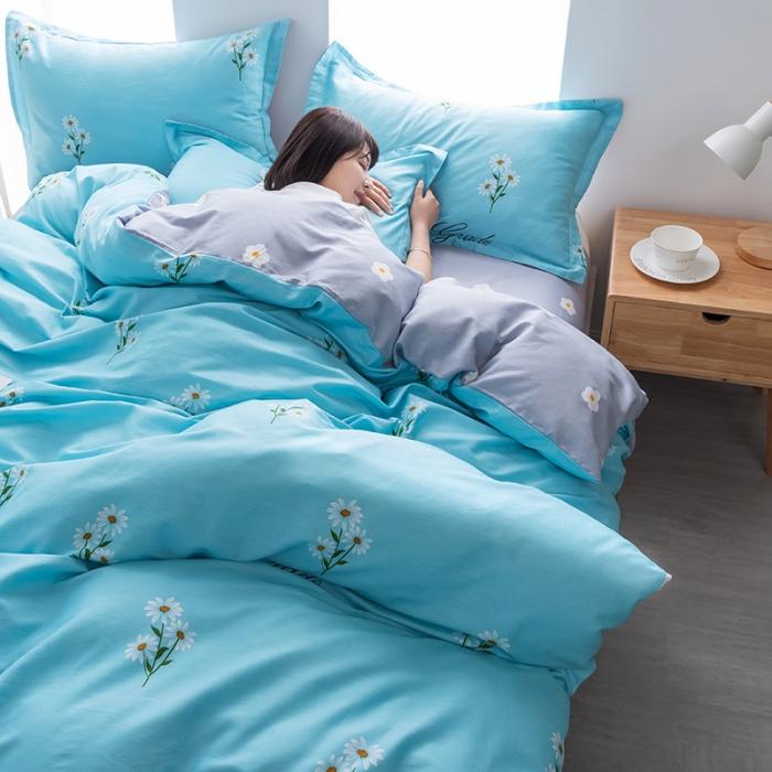 91家纺网 家纺一手货源 找家纺 芃成 2020新款12868全棉四件套 花香清新-蓝